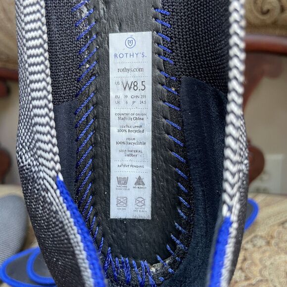 Rothy's Light Gray Checkered Birdseye Round Toe Ballet Flats Washable Size 8.5 - Picture 9 of 9